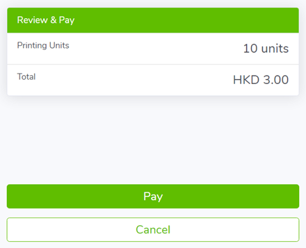 Confirm the payment details and press the “Pay” button to pay.