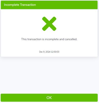 For cancelled payment, users will see the cancelled screen.
