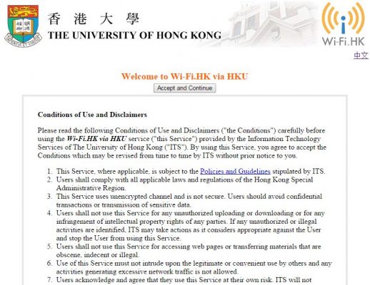 You will be directed to the Wi-Fi.HK via HKU Welcome page